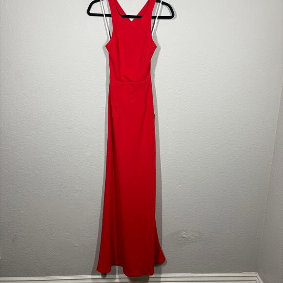 Lulus Size XS Straight To The Heart Backless Maxi Dress Bright Red Cross Back - Picture 3 of 13